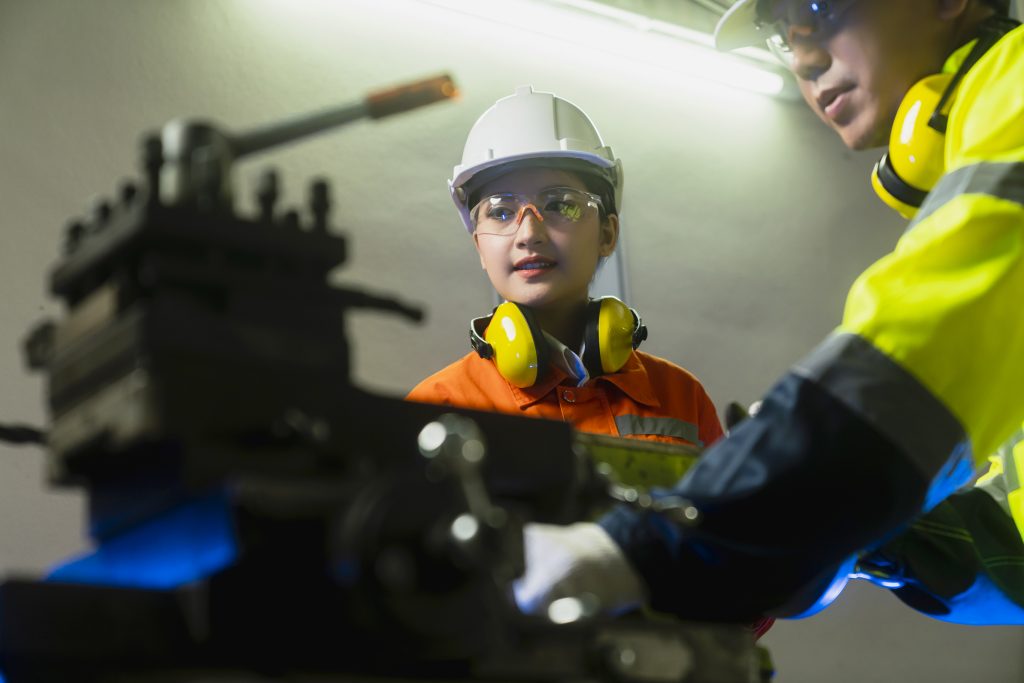 Engineer Cooperation Two Asian Maintenance Engineers Men And Wom